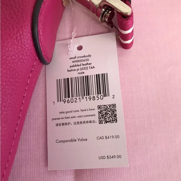 Kate Spade Rosie  Small Crossbody Bag. Pink. Pink  & White Strap. New With Tag. - Picture 13 of 13